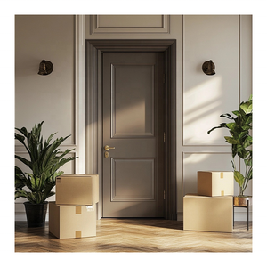 Scandinavisch Gestroomlijnd Design Gevoel Beige Grijs Vooropgehangen Houten Indoor Gelamineerde Binnendeur - Product Image 2