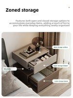 Table de chevet flottante de style maison, design minimaliste italien, éclairage intégré, luxe léger, rangement en bois haut de gamme pour chambre principale