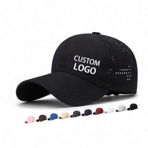 Gorra de Béisbol de Poliéster de Secado Rápido de Calidad, Perforada con Láser, Logotipo Personalizado, Parte Superior Suave, Transpirable, Deportiva, Ultrafina, con Visera Tipo Pico de Pato - Product Image 1