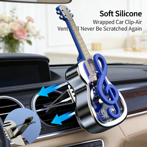 เครื่องกระจายกลิ่นหอมในรถยนต์ พลาสติก รูปทรงกีตาร์ เครื่องฟอกอากาศแบบติดช่องระบายอากาศ กลิ่นหอมธรรมชาติ ดีไซน์<span class=keywords><strong>สัญลักษณ์</strong></span>ดนตรี ไม่ใช้<span class=keywords><strong>ไฟฟ้า</strong></span> - Product Image 4