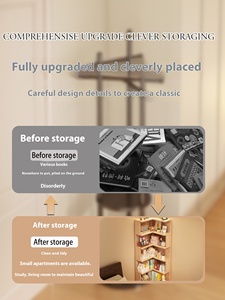 Estantería de Esquina de Madera Maciza, Mueble Estrecho de Pared con Estante de Almacenamiento Integrado, Organizador para el Hogar, Librería, Mueble de Almacenamiento - Product Image 2