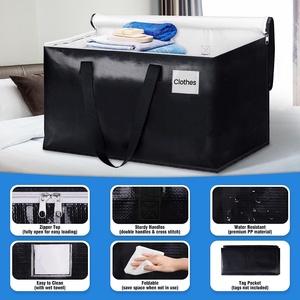 Sacs de transport robustes avec sangles de déménagement, grand sac de rangement pliable en PP imperméable pour l'extérieur avec poignée, sac de déménagement pliable - Product Image 3