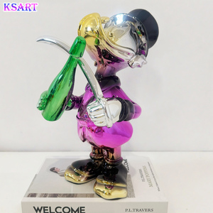 Sculpture Moderne Minimaliste de Luxe Créative en Résine de Fibre de Verre Électroplaquée Donald Duck Peinte à la Main Taille Personnalisée pour Salon et Maison - Product Image 4