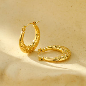 2025 New Fine Jewelry <b>Gold</b> Stainless Steel European and American Style Non Tarnish Hoops Women's <b>Earrings</b> <b>Set</b> Wholesale - Product Image 4