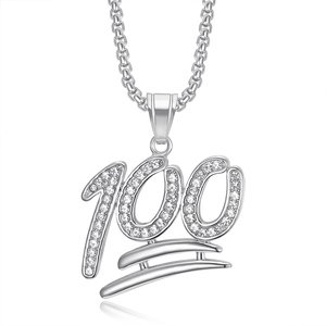 100ฮิปฮอปน้ำแข็งเซอร์โคเนียสำหรับผู้ชายกันน้ำปราศจากการเสื่อมเสียทำจากสแตนเลสสร้อยคอจี้เครื่องประดับแฟชั่นสำหรับผู้ชายขายส่ง - Product Image 2