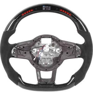 Para Volkswagen volante Golf7 MK7 Mk7.5 Golf6 GTI Scirocco <span class=keywords><strong>Polo</strong></span> GTS R Line 2014-2017 fibra de carbono LED volante de coche - Product Image 1