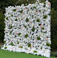 Mur de fleurs artificielles en soie rose champagne et hortensia, le plus vendu et le moins cher, pour la décoration de scène d'événements et de mariages
