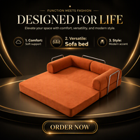 Sofá Cama Modular de Dos Plazas Convertible, Cuadrado, Espuma de Alta Densidad 60D, Moderno, 4 Opciones de Tamaño, para Sala de Estar, Apartamento, Hotel