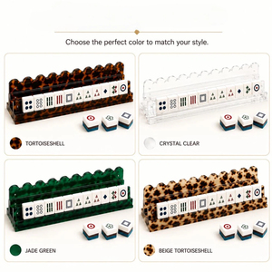 Luxury 4Pcs Tortoise Shell Acrylic American <b>Mahjong</b> Racks and Pushers <b>Set</b> with Pouch and Gift Box for Majiang Game Accessories - Product Image 2