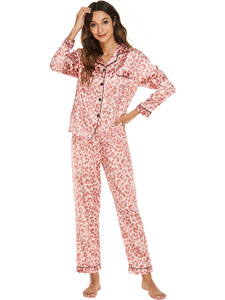 Product Luxury Pajamas Holiday <strong>Christmas</strong> Long Sleeve Satin <strong>Women's</strong> Pajamas - Product Image 2