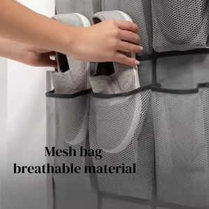 24-Pocket Strong Over-Door Shoe Organizer Large Breathable Mesh Hooks Hanging Wardrobe <b>Cabinet</b> Rack <b>Storage</b> Non-Woven Fabric - Product Image 6