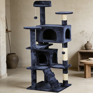 Maßgefertigter Mehrstöckiger Integrierter Holz-Kratzbaum Umweltfreundliches Großes Katzenhaus Anpassbarer Kletterrahmen für Katzen mit Spielzeug - Product Image 1