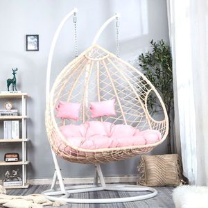 Fauteuil suspendu en rotin avec coussin, chaise de salon intérieure/extérieure - Product Image 2