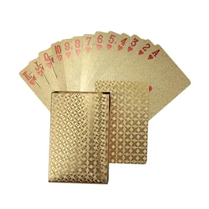 المصنع مباشرة بيع 100% الذهب احباط بطاقات بوكر بلاستيكية بطاقات مخصص شعار دائم waterpoof بطاقات للعب ل كازينو القمار ألعاب