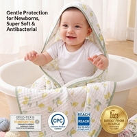 Serviette de Bain Bébé en Mousseline de Coton Bambou 110x110cm, Imprimé Numérique Dessin Animé, Couverture d'Emmaillotage, Housse d'Allaitement, Tapis de Jeu, OEM ODM Personnalisé