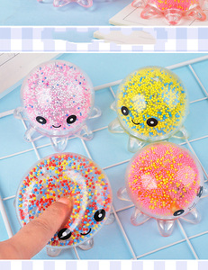 Jouet anti-stress pieuvre souple en TPR, Mochi extensible et moelleux, jouets sensoriels pour garçons avec perles en mousse et lumières, jouets à presser pour le stress - Product Image 1