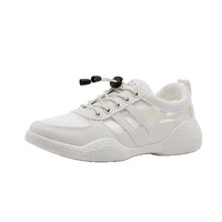 Chaussures de course d'été blanches en maille pour femmes, respirantes, ajourées, baskets de sport décontractées à lacets avant, couleur unie, semelle intermédiaire en EVA, tige en PU