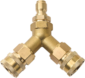 Adaptateur en T en laiton 4000 PSI <span class=keywords><strong>à</strong></span> connexion rapide 3/8 pour nettoyeur haute pression, pour le déviationnement de l'eau de sortie de <span class=keywords><strong>machine</strong></span> de lavage de voiture - Product Image 1