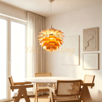 Lampe suspendue moderne en forme de pomme de pin, abat-jour en aluminium doré chaud et feuilles de cuivre, globe en acier inoxydable, luminaire de plafond suspendu