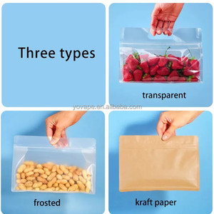Food grade eight sides recycled kraft paper reusable ziplock frosted clear stand <b>pouch</b> plastic zipper bags packaging with handle - Product Image 4