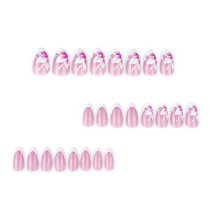 24 <span class=keywords><strong>faux</strong></span> <span class=keywords><strong>ongles</strong></span> en ABS blanc français à fleurs douces et fraîches d'été, à presser, avec adhésif pour les doigts, vente en gros - Product Image 3