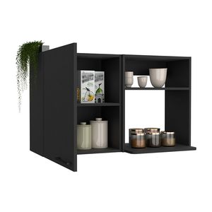 Armoire murale de cuisine à deux étagères Bussolengo avec finition Wengue noir - Product Image 3