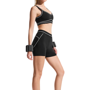 Ensemble <span class=keywords><strong>de</strong></span> <span class=keywords><strong>sport</strong></span> 2 pièces personnalisé pour <span class=keywords><strong>femme</strong></span> : tenue <span class=keywords><strong>de</strong></span> fitness, yoga et entraînement avec LOGO, short respirant - Product Image 2