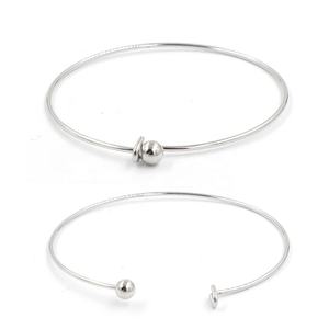 60*1.5mm Rose Or Argent Mince En Acier Inoxydable <span class=keywords><strong>Fil</strong></span> <span class=keywords><strong>Bracelet</strong></span> <span class=keywords><strong>Bracelet</strong></span> avec Boule À Vis DIY Bijoux - Product Image 1