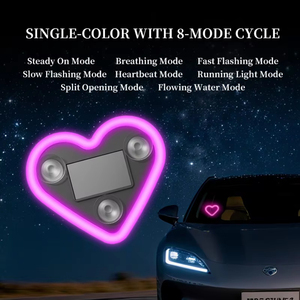 Lumière d'ambiance LED solaire en forme de cœur pour vitre arrière de voiture, néon décoratif sans éblouissement, lumière de confidentialité - Product Image 2