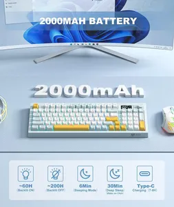 Clavier sans fil ONIKUMA G80 à 94 touches avec écran LCD et bouton multifonction : 3 modes de connexion (BT/2.4G/USB-C) - Product Image 6