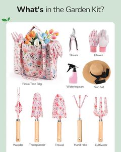 <b>Gardening</b> Tools Gift Set for Women Heavy-Duty Tools and sunhat with Floral Organizer <b>Bag</b> - Product Image 2