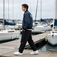 Blouson Bomber Homme Col Montant Zippé Décontracté Patchwork Motif Lettres Imperméable Coupe-Vent Manches Longues Fabricant OEM ODM