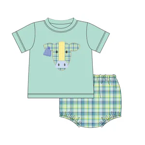 New Design Baby Clothing set super comfortable Cute cow head baby pattern kids boys clothing