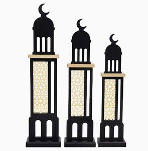 Décorations DAMAI Eid Moubarak : Ornements Tour de Lune, Château Étoile et Lune, Artisanat en Bois, Présentoirs de Bureau pour la Décoration de Fêtes - Product Image 5