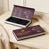 Boîte de rangement pour tampons cosmétiques en carton violet, personnalisée avec impression à chaud à l'encre de soja, emballage en forme de livre, petite boîte