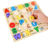 Juego de mesa de rompecabezas ABCD cognitivo con forma de número de madera para niños, niños y niñas, rompecabezas 3D de aprendizaje educativo temprano, juguete de cubo