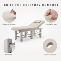 Table de Soin Professionnelle Haut de Gamme pour Extensions de Cils, Épilation, Tatouage – Lit Facial Réglable avec Étagère de Rangement en Cuir PU