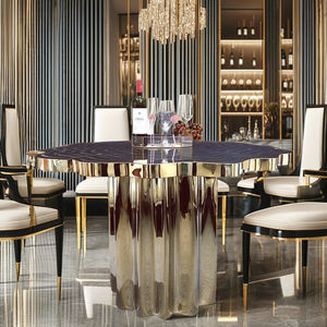 Set Tavolo da Pranzo a Forma di Tronco d'Albero in Acciaio Inossidabile Dorato Moderno Personalizzato <span class=keywords><strong>Boca</strong></span> Do Lobo Mobili Irregolari in Metallo per Sala da Pranzo di Villa - Product Image 1