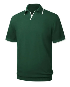 เสื้อโปโลคอวีสำหรับผู้ชายเสื้อโปโลแขนสั้นโพลีเอสเตอร์ลำลองมีสไตล์เสื้อโปโลเล่นกอล์ฟเฮนลี่ย์ทรงปกติ - Product Image 6