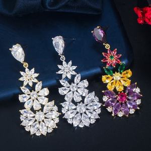 Colorful Flower Zirconia Drop <b>Earrings</b> and Pendants European and American <b>Fashion</b> Trendsetters' Must-Have Accessory - Product Image 4