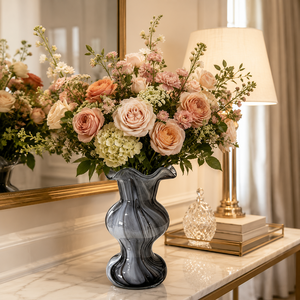 <span class=keywords><strong>Vase</strong></span> à fleurs en verre clair à motif gaufré avec bord festonné, <span class=keywords><strong>vase</strong></span> texturé à bulles fait à la main pour la décoration de la maison - Product Image 4