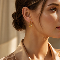 Boucles d'oreilles en acier inoxydable en forme de C, créoles ouvertes, design ondulé, style bohème pour femmes, bijoux pour femmes, boucles d'oreilles bohèmes