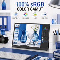Moniteur portable de 18,5 pouces avec couleurs fidèles, 100% sRGB, FHD IPS HDR, avec support pliable, moniteur de jeu et haut-parleurs doubles