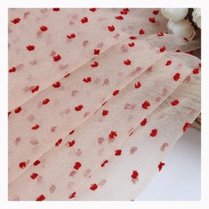 YX2002 2025 Diseñador de lujo Jacquard Organza Tela Poliéster rojo Dobby Dot Georgette Organza Tela para vestido de novia - Product Image 3