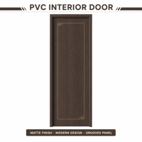 Porte intérieure moderne de luxe en PVC brun chocolat avec cadre doré et corniche gréco-frisée pour appartement et hôtel