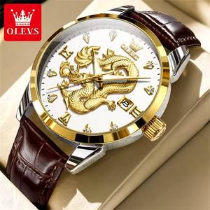 Reloj de Cuarzo 3619 de Marca Superior para Hombre, Diseño de Dragón, Correa de Cuero Original, Resistente al Agua, con Fecha, Estilo Ejecutivo - Product Image 2
