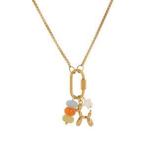 New Trendy Fashion Customize Diy Zircon Necklace <b>Cute</b> <b>Bear</b> Flower Stainless Steel Pendant Necklace Jewelry Wholesale for Women - Product Image 6