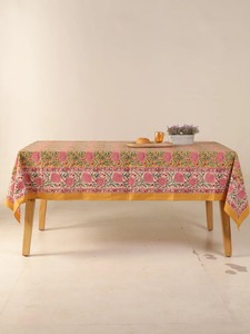 100% cotton linen bảng Runner tay khối in hoa văn cho trang trí nội thất chất lượng sản phẩm Vải - Product Image 2