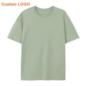 T-shirts en coton 100 % en gros, 100 pièces, vert uni, surdimensionnés, avec motifs imprimés, pour hommes, personnalisables - Product Image 1