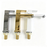 Robinet de lavabo carré en alliage de zinc chromé, monocommande, monotrou, pour lavabo en céramique, style contemporain